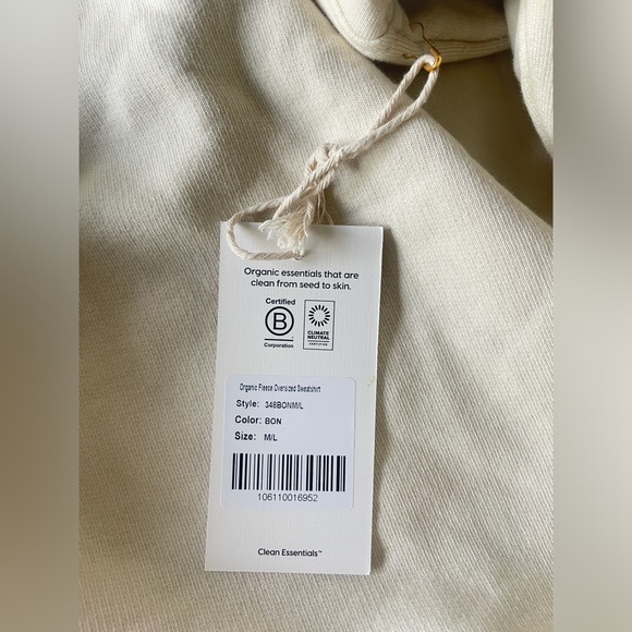 New M/L MATE the Label 100% Organic Fleece Oversized Sweatshirt pullover - Picture 6 of 13